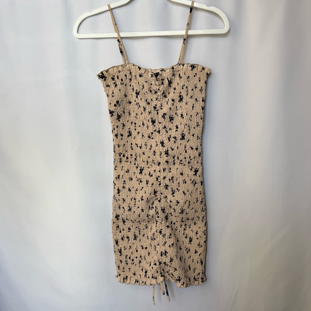 Beige and Black Floral Dress
